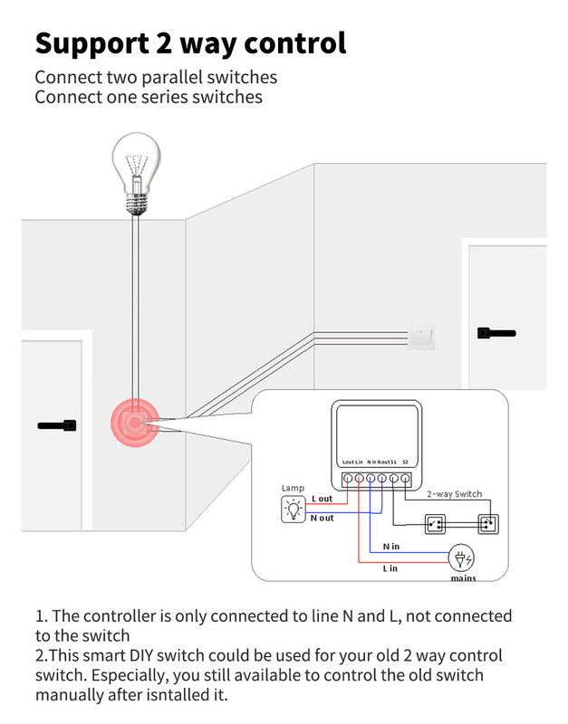 DIY MINI 홈키트 벽 스위치 버튼 수정 리레 모듈 tuya wifi 앱 지원 음성 제어 기능과 함께 작동