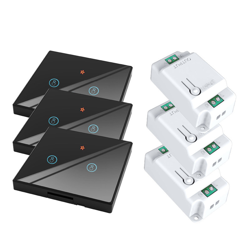 RF433 무선 원격 제어 스위치 크리스탈 글래스 패널 터치 스위치 10A 차단기 구 버전 회로를 재구성