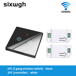RF433 무선 원격 제어 스위치 크리스탈 글래스 패널 터치 스위치 10A 차단기 구 버전 회로를 재구성