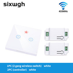 RF433 무선 원격 제어 스위치 크리스탈 글래스 패널 터치 스위치 10A 차단기 구 버전 회로를 재구성