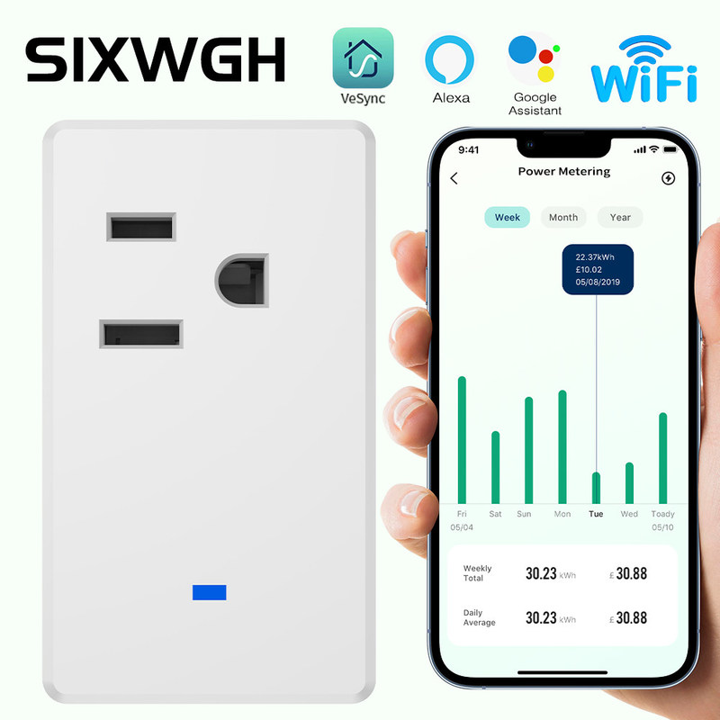 FCC 공인된 벽 와이파이 소켓 2200W 50*50*84mm 전원 공급기 투야 지그비 소켓