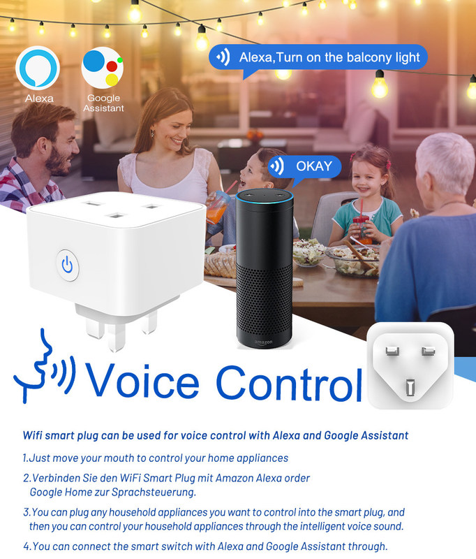 tuya wifi 스마트 소켓 리모트 & 음성 제어 플러그 스케줄링 및 자동화 기능을 지원 Alexa 음성 제어