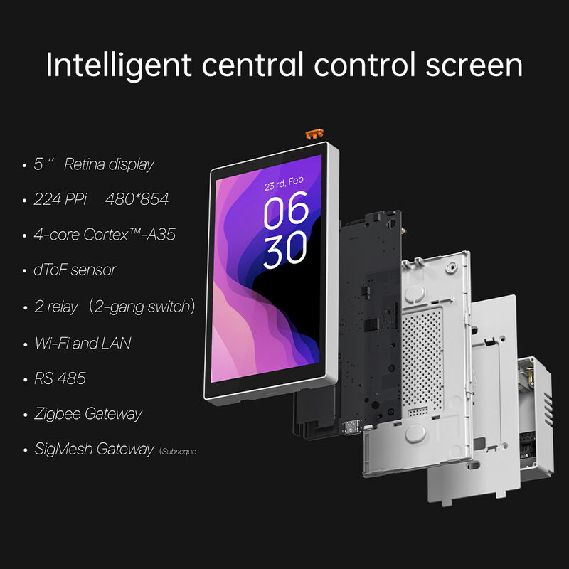 SIXWGH 5인치 스마트 제어판 Alexa 내장 터치스크린 방수 7MP 카메라 Zigbee 게이트웨이 엣지 컴퓨팅 스마트 홈