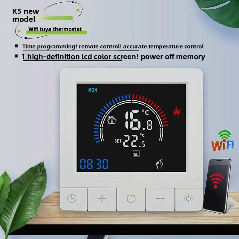 SIXWGH Tuya 스마트 온도 조절기 Wi-Fi 앱 제어 OLED 디스플레이 슬라이더 디자인 음성 제어 7일 스케줄 16A 부하 작동 홈