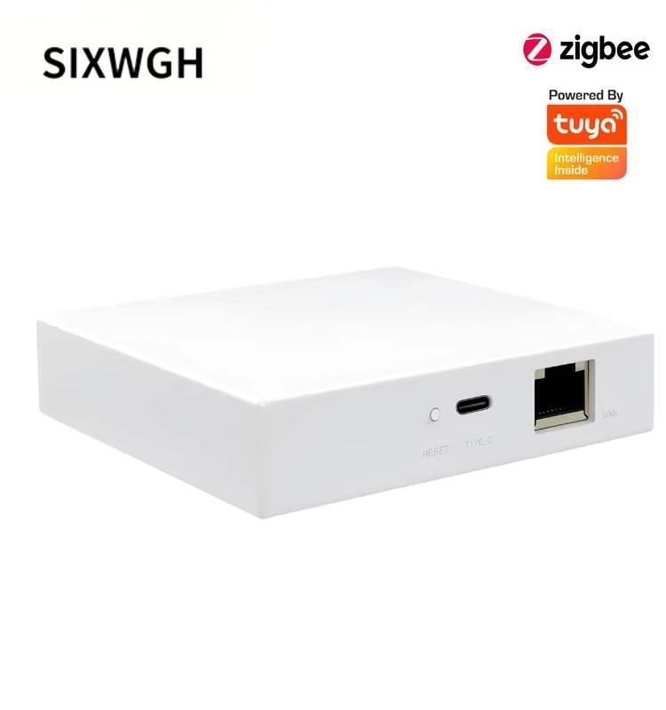 SIXWGH 3인1 스마트 홈 게이트웨이: 지그비 허브 + 와이파이 라우터 + 음성 제어 센터 애플 구글 홈 알렉사 & 투야와 호환