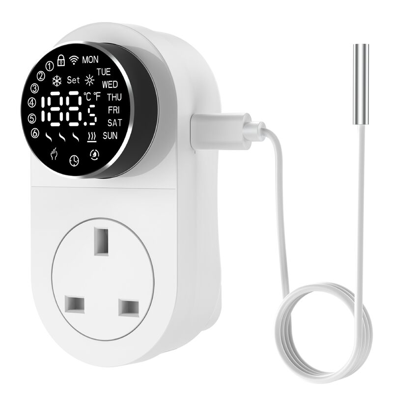 SIXWGH 스마트 Wi-Fi 플러그형 온도 조절기 16A LED 화면 APP/음성 원격 제어 난방 냉방 NTC 센서 홈 수족관