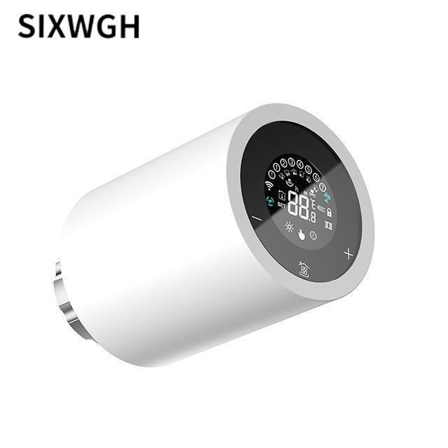 SIXWGH Tuya Zigbee 및 Wi-Fi 스마트 LCD 터치스크린 온도 조절 라디에이터 밸브 프로그래밍 가능한 온도 제어 APP Voice Eco Home