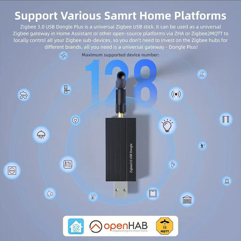 SIXWGH Zigbee 3.0 USB 동글 플러스 범용 무선 스마트 홈 게이트웨이 (+20dBm 게인 포함) - 홈 어시스턴트 Zigbee2MQTT, OpenHAB용