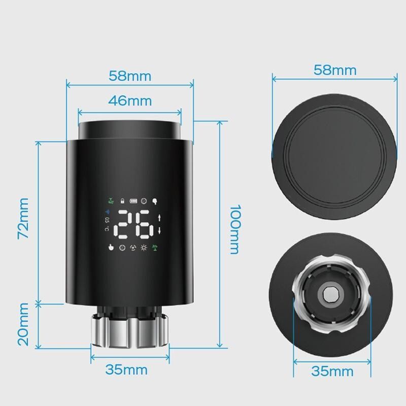 SIXWGH Zigbee 3.0 스마트 온도 조절 라디에이터 밸브 (TRV) Alexa/Google 어시스턴트 Tuya 앱 7일 프로그래밍 가능 무선 난방