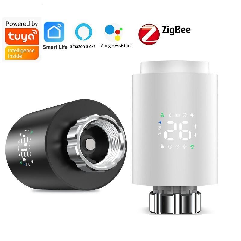 SIXWGH Zigbee 3.0 스마트 온도 조절 라디에이터 밸브 (TRV) Alexa/Google 어시스턴트 Tuya 앱 7일 프로그래밍 가능 무선 난방