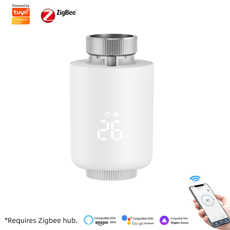 SIXWGH Tuya Zigbee 스마트 온도 조절 라디에이터 밸브 TRV 앱 음성 제어 자동 예약 바 디자인 Alexa/Google Home 호환