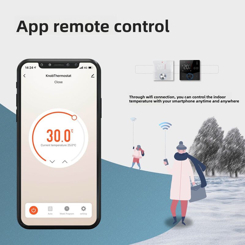 SIXWGH Tuya 스마트 WiFi 온도 조절기 전기 난방 APP 제어 음성 보조 호환 에너지 절약 모드 어린이 잠금 장치 높음
