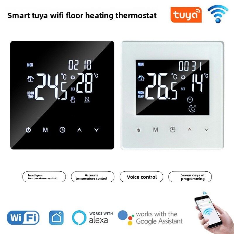 음성 제어, 앱, LED 디스플레이가 있는 스마트 WiFi 바닥 난방 온도 조절기, 가정 및 상업용