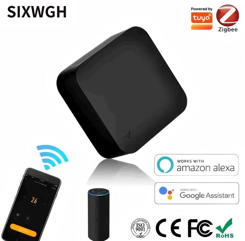 SIXWGH Tuya 스마트 파일럿 US/EU/PL 알렉사 구글 홈 호환 360° 커버리지 FCC 에르티파이드 지그비 스마트 IR 원격 제어 5V 와이파이