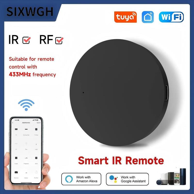 SIXWGH 유니버설 스마트 리모컨 Wi-Fi IR + RF 알렉사 구글 홈 음성 제어 433/315MHz TV 팬 Tuya 스마트 라이프 앱용