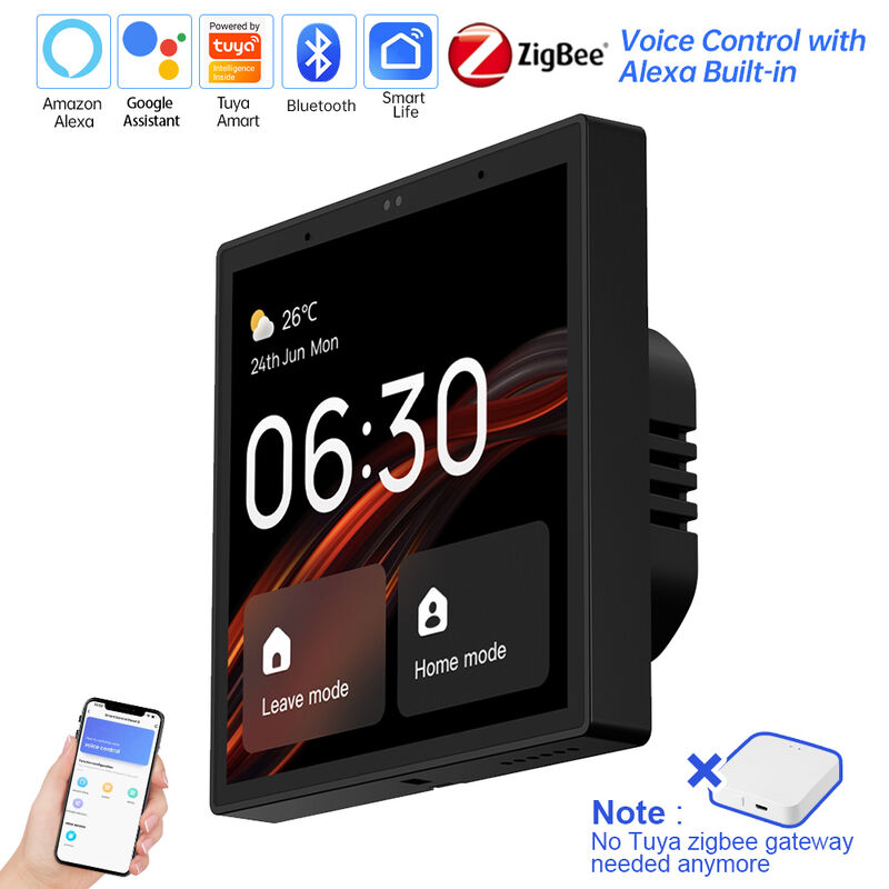 SIXWGH 4인치 터치스크린 스마트 홈 제어 패널 Alexa Tuya 게이트웨이 내장 Zigbee 3.0 허브 음성 제어 벽걸이형 AIoT