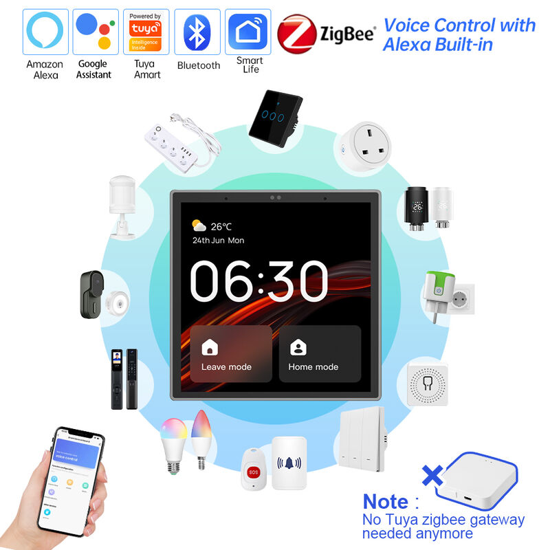 SIXWGH 4인치 터치스크린 스마트 홈 제어 패널 Alexa Tuya 게이트웨이 내장 Zigbee 3.0 허브 음성 제어 벽걸이형 AIoT