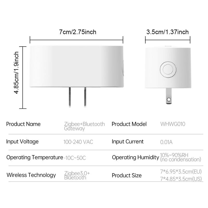 SIXWGH 스마트 라이프 Tuyz Zigbee 블루투스 게이트웨이 허브 3-in-1 멀티 프로토콜 USB 충전기 Alexa/Google Home 스마트 홈 기기